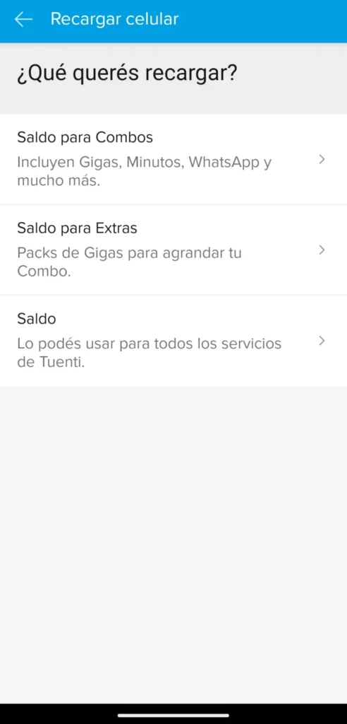 Opciones para recargar Tuenti